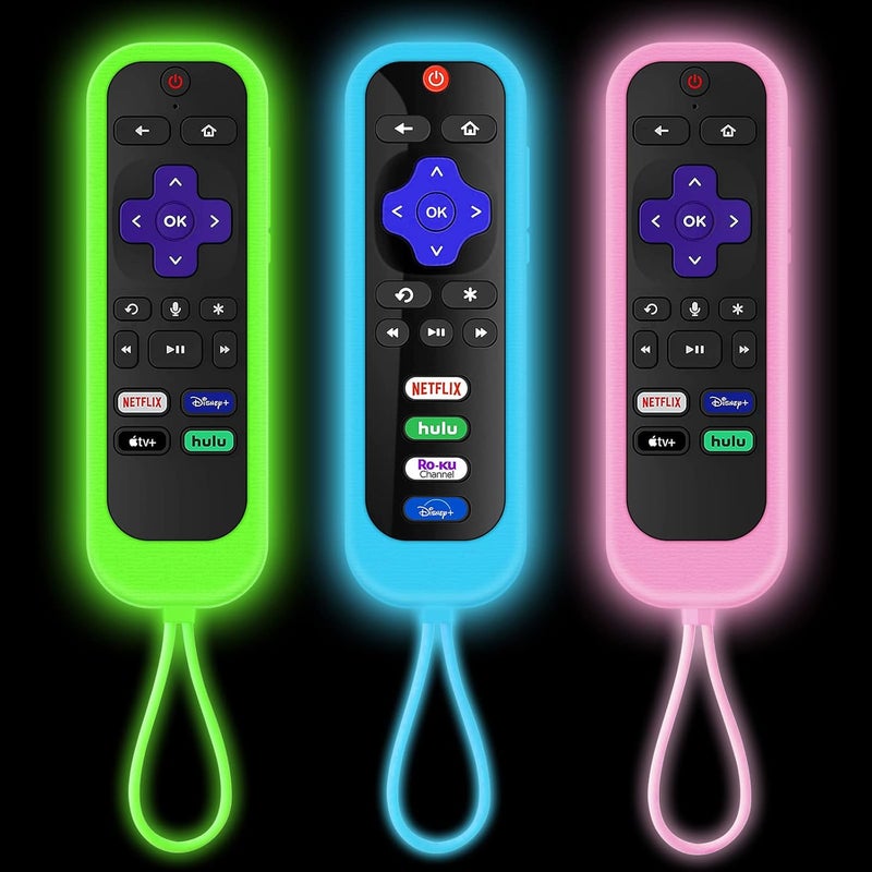 Climberer [3Pack] Remote Case Cover Compatible with TCL/Hisense roku TV |Sharp Roku TV | Roku Express 4K+，Glow in The Dark Makes it Easy to find - Image 1